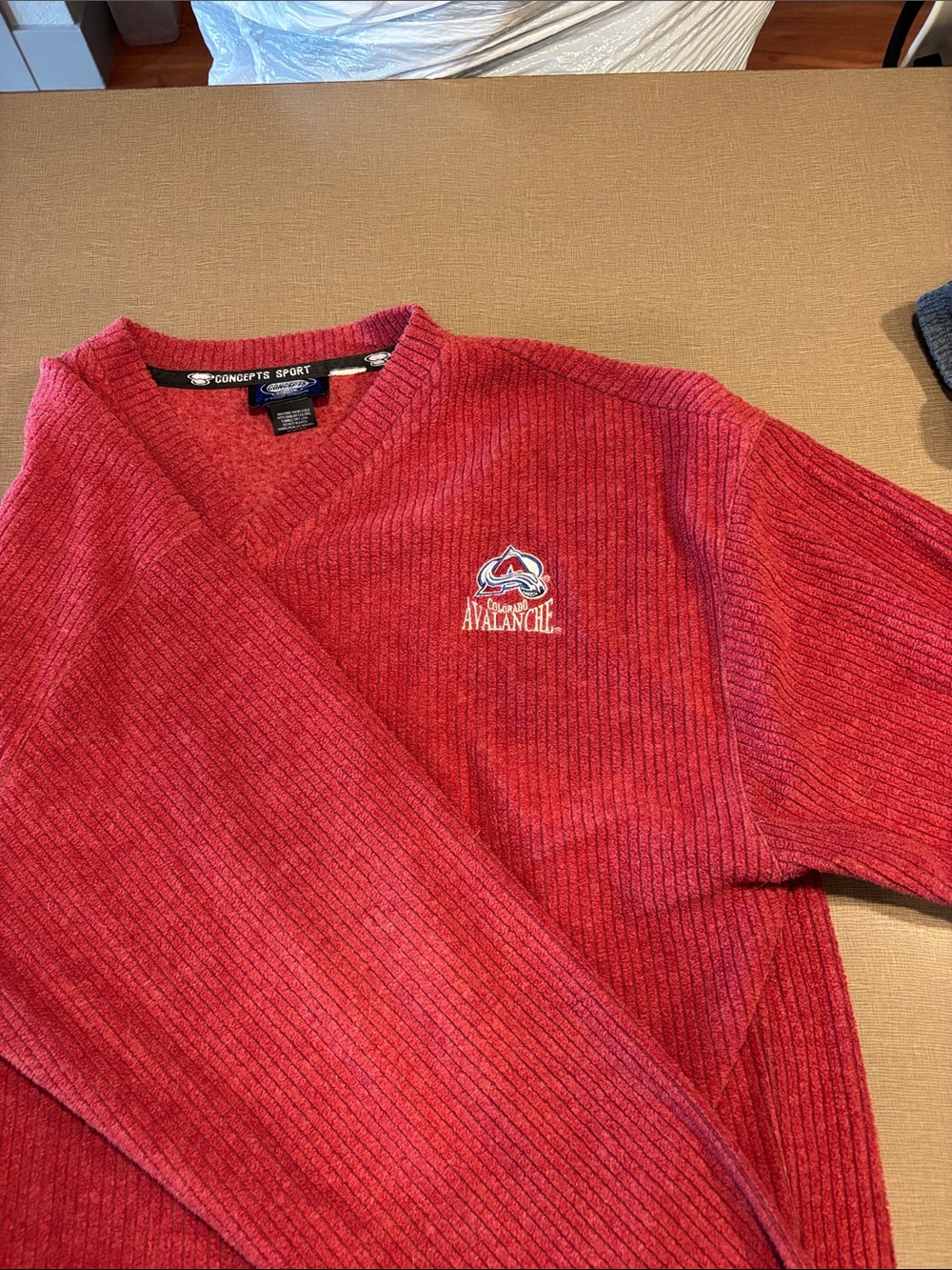 Vintage Colorado Avalanche Red V-Neck Sweater